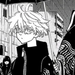 🖤 762059c9 애니메이션, 만화, 캐릭터, 소년, 흑백 whatsapp sticker