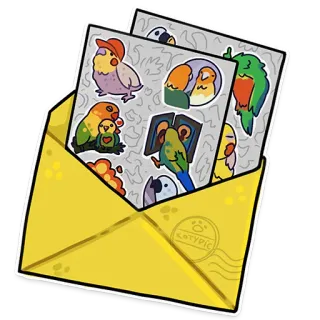 ✉️ 77b2dbcb котуріс stickers, envelope, bird, parrot, cute, animals whatsapp sticker