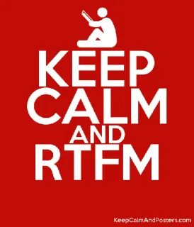📕 5452308b KEEP CALM AND RTFM mantén la calma, RTFM, jerga de internet, humor, rojo, póster, lee el manual telegram sticker