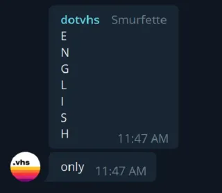 🇬🇧 d3b5b373 Smurfette ENGLISH only Chat, Mensaje, Pitufina, Inglés, SMS telegram sticker