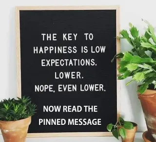 😃 d5933efd THE KEY TO
HAPPINESS IS LOW
EXPECTATIONS.
LOWER.
NOPE, EVEN LOWER.
NOW READ THE
PINNED MESSAGE humor, cita, mensaje, expectativas, felicidad, consejos telegram sticker