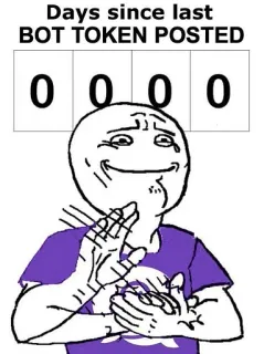 👏 eb276b77 Days since last
BOT TOKEN POSTED
0 0 0 0 Meme, Internet, Bot, Días, Token telegram sticker