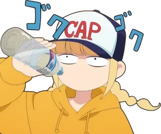 🥤 19b702fd CAP Аниме, Пить, Мультфильм, Персонаж, Смешно, Кепка whatsapp sticker