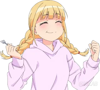 ☺ 4a4614d7 Аниме, Девушка, Счастливый, Еда, Милый, Мультфильм whatsapp sticker