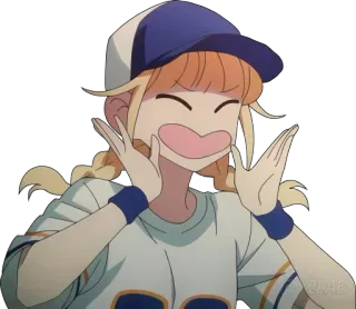 📣 71ed0343 Аниме, Бейсбол, Персонаж, Девушка, Милый, Счастливый, Мультфильм whatsapp sticker