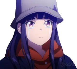 😭 be038d2e @Y2LAB Аниме, Девочка, Плачет, Грустный, Эмоциональный, Персонаж, Стикер whatsapp sticker