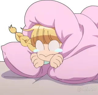 😢 d0ea0f22 плачущий, грустный, аниме, мультфильм, персонаж, одеяло whatsapp sticker