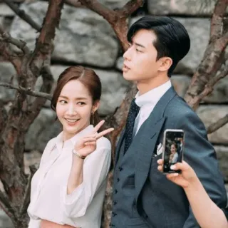 ✌️ 0644ed31 Paar, Foto, Friedenszeichen, Promi, Koreanisch telegram sticker