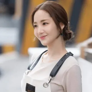 😊 46b22434 Frau, Porträt, Schürze, lächelnd, casual telegram sticker