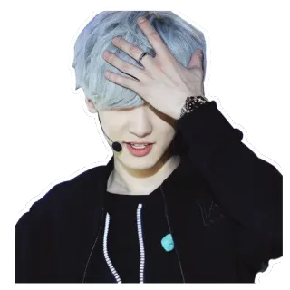 🤦‍♂️ 19863bed pria, penyanyi, K-pop, potret, rambut biru, mikrofon telegram sticker