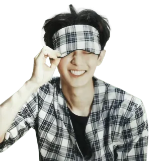 😅 5566413b orang, senyum, penutup mata tidur, kemeja kotak-kotak, kasual, potret telegram sticker