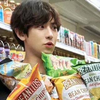 🐻 1257209f compras, comida, patatas fritas, alimento, hombre, snack telegram sticker