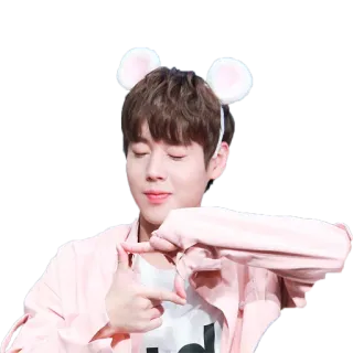 👐 d217955a 可爱, 韩国, 偶像, 耳朵, 粉色 telegram sticker