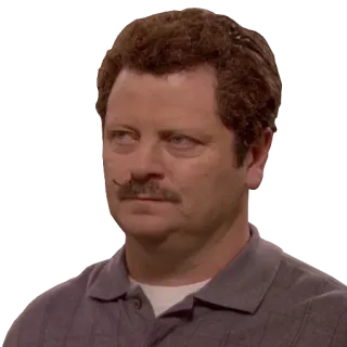 😐 33e70386 Ron Swanson Parks and Recreation ロン・スワンソン, パークス・アンド・レクリエーション, 口ひげ, NBC, テレビ番組, キャラクター, コメディ telegram sticker