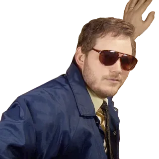 😎 5ac64276 Andy Dwyer Parks and Recreation クリス・プラット, アンディ・ドワイヤー, パークス・アンド・レクリエーション, サングラス, 面白い telegram sticker