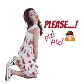 🙏 a505d45d PLEASE...! plz! plz! yêu cầu, van xin, cầu xin, dễ thương, Hàn Quốc, cô gái, biểu tượng cảm xúc telegram sticker