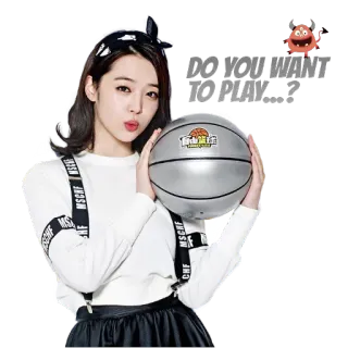 🏀 d6b70ae7 DO YOU WANT TO PLAY…? bóng rổ, trò chơi, thể thao, cô gái, câu hỏi telegram sticker