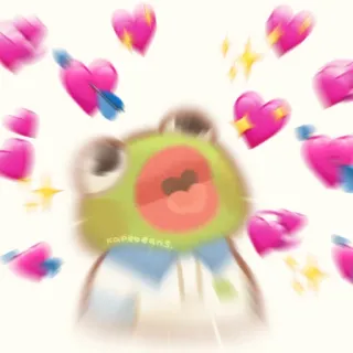 💫 38680358 kopebeans カエル, ハート, かわいい, 漫画, 愛, 可愛い, kopebeans telegram sticker