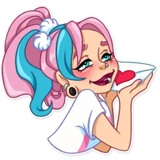 💌 d5b4e876 cô gái, anime, dễ thương, tình yêu, trái tim, kawaii telegram sticker