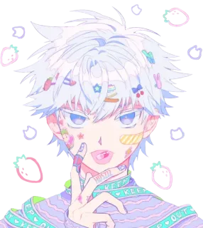 🍓 0afafd88 KEEP OUT Anime, Lindo, Estético, Kawaii, Dibujos animados, Fresa, Pastel telegram sticker