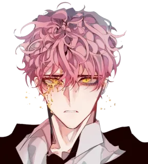 😢 724fc2ca Anime, Manga, Triste, Llorando, Pelo rosa, Personaje, Ilustración, Arte telegram sticker