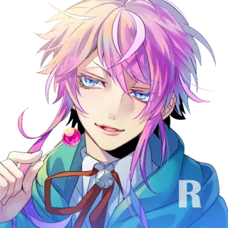 😏 952921ff Anime, Manga, Piruleta, Pelo colorido, Arte, Ilustración, Retrato telegram sticker