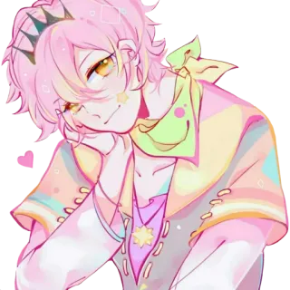 😏 b2eb8830 chico anime, mono, pastel, corona, kawaii, pelo rosa, estrella telegram sticker