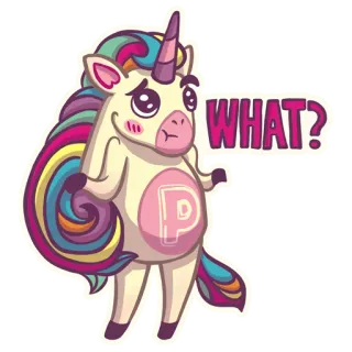 🤷‍♀️ 6252c147 WHAT? unicorn, kartun, pertanyaan, ekspresi, imut, magis, fantasi telegram sticker