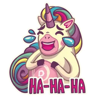 😂 78d55080 HA-HA-HA unicorn, kartun, tertawa, senang, imut, emoji, haha telegram sticker