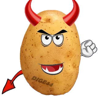😈 73440410 DIGE44 patata, diavolo, cartone animato, adesivo, malvagio, divertente telegram sticker