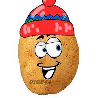 😃 c933afdf DIGE44 patata, cartone animato, cibo, cappello, occhi telegram sticker