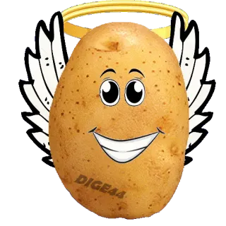😇 d5a5e13e DIGE44 patata, angelo, cartone animato, cibo, divertente, aureola, ali telegram sticker