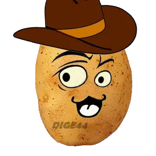 🤠 dc1e3ce7 DIGE44 patata, cartone animato, cowboy, cappello, baffi, divertente telegram sticker