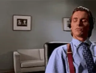 🧞‍♂️ 50639fbd Patrick Bateman American Psycho パトリック・ベイトマン, アメリカン・サイコ, 80年代, ヤッピー, 暴力, 映画, シリアルキラー whatsapp sticker