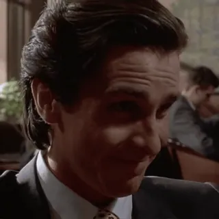 😆 27f48158 Patrick Bateman American Psycho パトリック・ベイトマン, アメリカン・サイコ, 映画, キャラクター, ビジネスマン, スーツ whatsapp sticker