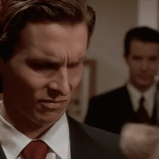 🤮 90fc3cbd Patrick Bateman American Psycho アメリカン・サイコ, パトリック・ベイトマン, クリスチャン・ベール, ヤッピー, 1980年代, 80年代, 殺人, ホラー whatsapp sticker