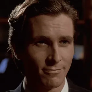 😚 9239859f Patrick Bateman American Psycho パトリック・ベイトマン, アメリカン・サイコ, クリスチャン・ベール, ニヤリ, キャラクター, 映画 whatsapp sticker