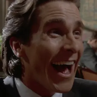 🐸 45b5c54b Patrick Bateman American Psycho 사이코, 남자, 미친, 웃는, 무서운 telegram sticker