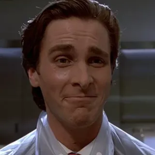 🙂 7a0e0b49 Patrick Bateman American Psycho 소름, 사이코, 영화, 사업가, 정장 telegram sticker