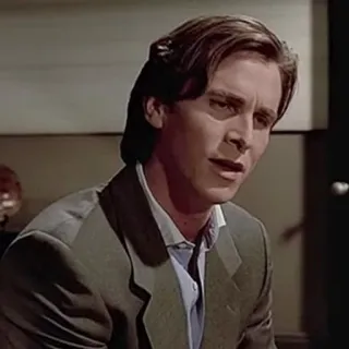 😨 8f671311 Patrick Bateman American Psycho 남자, 진지한, 정장, 사업가, 금융 telegram sticker