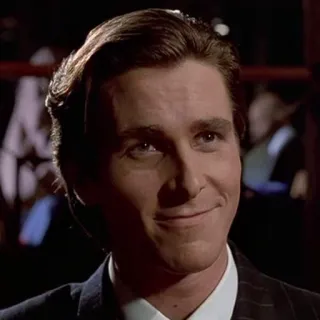 😏 9adb3a92 Patrick Bateman American Psycho 패트릭 베이트먼, 아메리칸 싸이코, 크리스찬 베일, 연쇄 살인마, 금융 telegram sticker