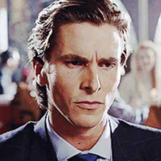 😒 ab50d2c5 Patrick Bateman American Psycho 남자, 진지한, 사이코, 미국인, 사업가, 정장 telegram sticker