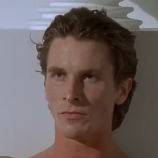 🙃 cf248345 Patrick Bateman American Psycho 남자, 얼굴, 진지함, 배우, 크리스찬 베일 telegram sticker