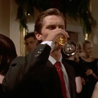 🍷 d29a7f7a Patrick Bateman American Psycho 여피, 1980년대, 영화, 음주, 금융 telegram sticker