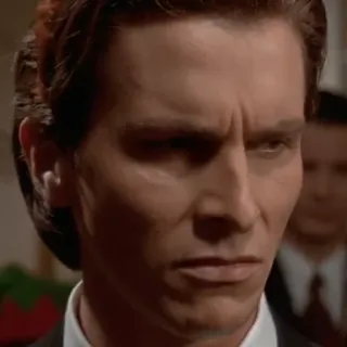 😒 d3c646e1 Patrick Bateman American Psycho 배우, 영화, 사이코, 진지한, 남자 telegram sticker