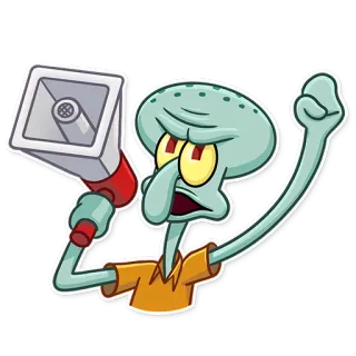 💪 47ae90cb Squidward Tentacles SpongeBob SquarePants Thaddäus, Spongebob, Cartoon, Wütend, Figur, Fanart, Sticker whatsapp sticker