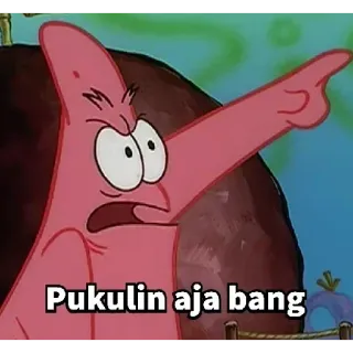 😈 3c649c8d Patrick Star Spongebob Squarepants Pukulin aja bang パトリック・スター, スポンジボブ, アニメ, インドネシア語, 怒り, 指差し telegram sticker
