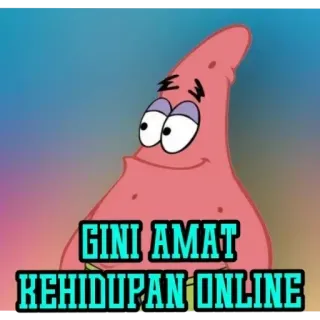 😔 ab5be51f Patrick Star Spongebob Squarepants GINI AMAT
KEHIDUPAN ONLINE パトリック・スター, スポンジ・ボブ, ミーム, 面白い, アニメ, インドネシア語 telegram sticker