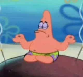 ☮️ a150a6af Patrick Star Spongebob Squarepants patrick star, spongebob, cartoon, character, meditation, relaxing telegram sticker