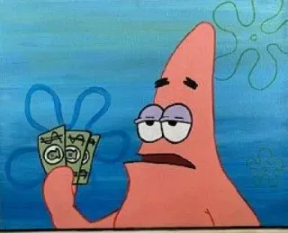 🕸 5eef94ff Patrick Star Spongebob Squarepants cartoon, patrick, spongebob, nickelodeon, bored, money telegram sticker